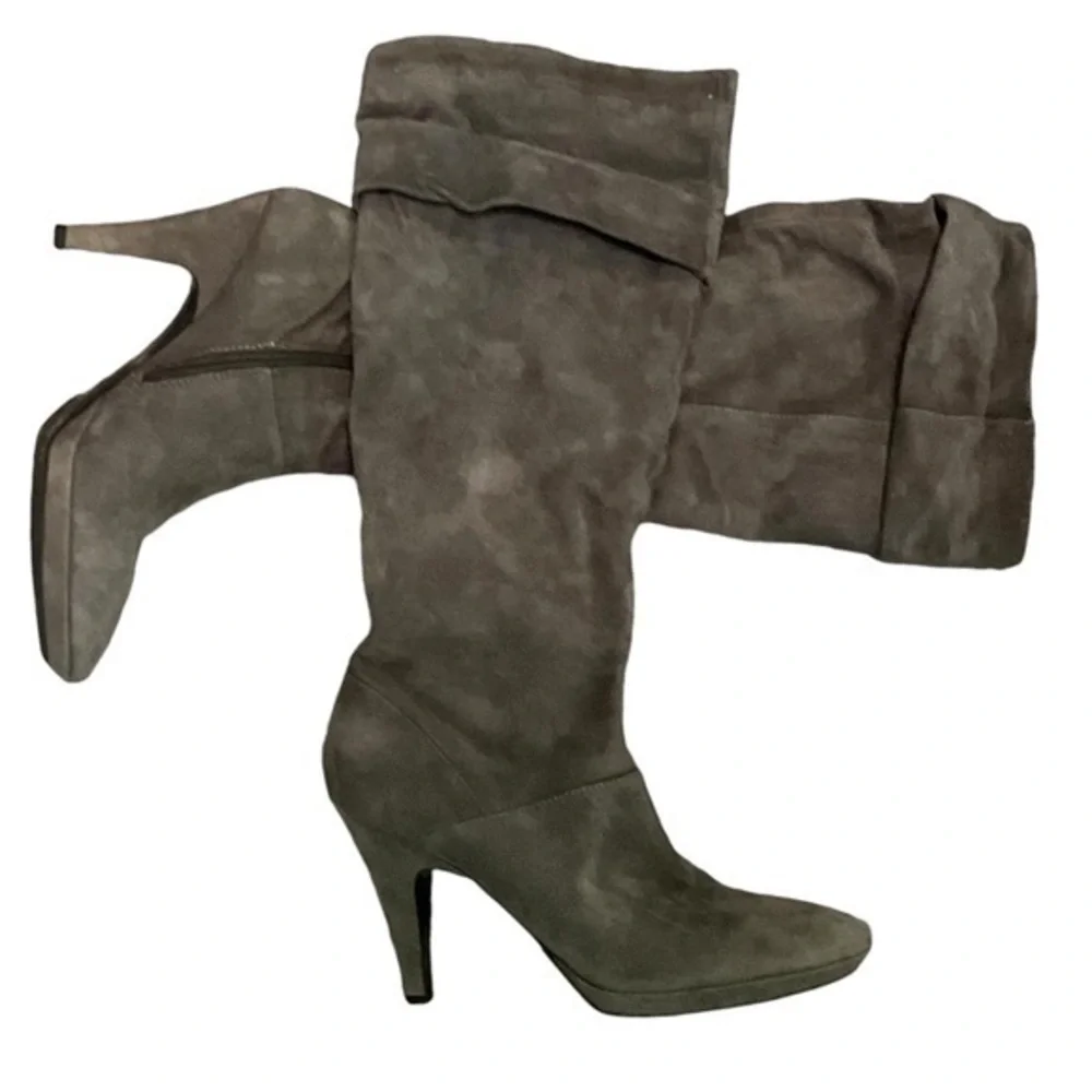 VNTG Bandolino Jess Slouch Tall Gray Suede Boots - Picture 2 of 14